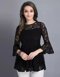 Casual Printed Women Top - Navy Blue, XL