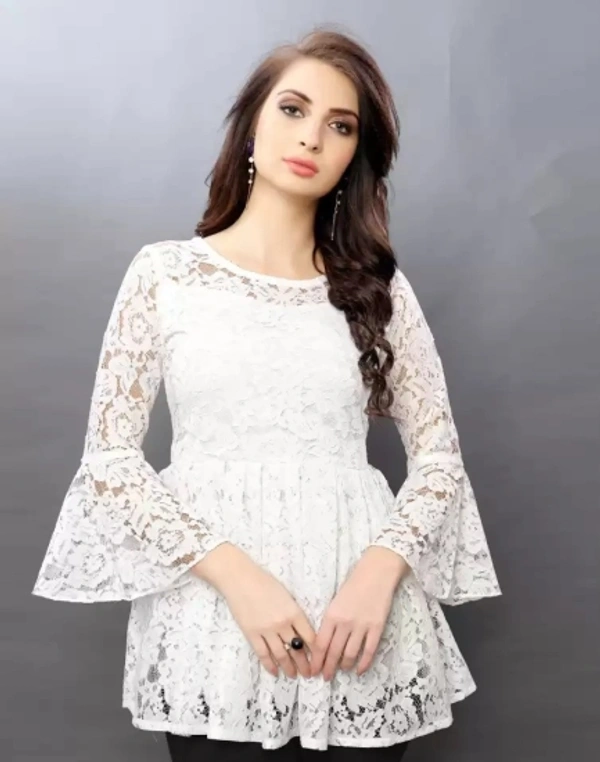 Casual Printed Women Top - White, XL