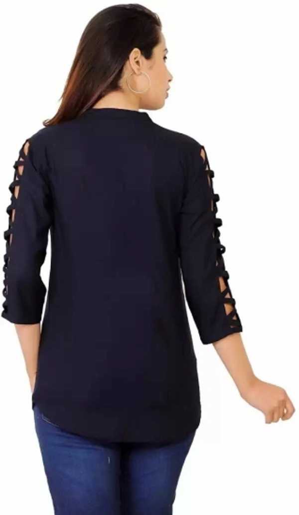 Party Solid Women Blue Top - Navy Blue, XL