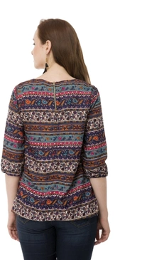 Casual Checkered Women Dark Blue Top - Multicolor, L