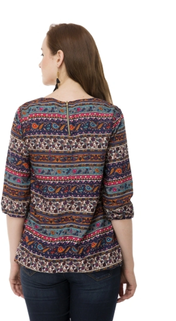 Casual Checkered Women Dark Blue Top - Multicolor, L