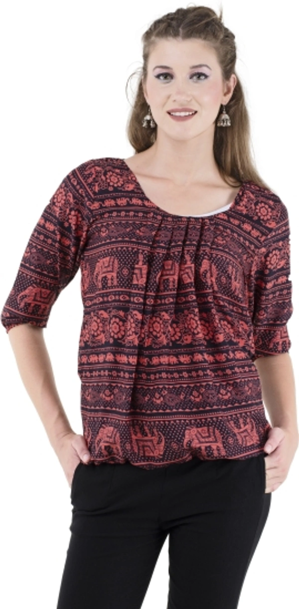 Casual Checkered Women Dark Blue Top - Multicolor, L