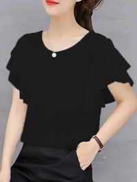 Casual Solid Women Top - Red, L