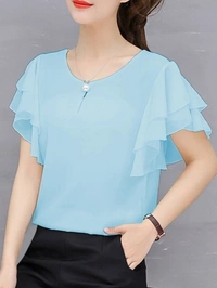 Casual Solid Women Top - Red, L