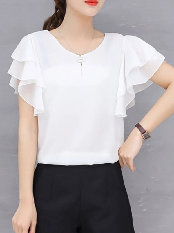 Casual Solid Women Top - Red, L