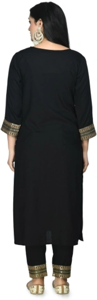 Women Kurta, Pyjama & Dupatta Set    - Black, XXL