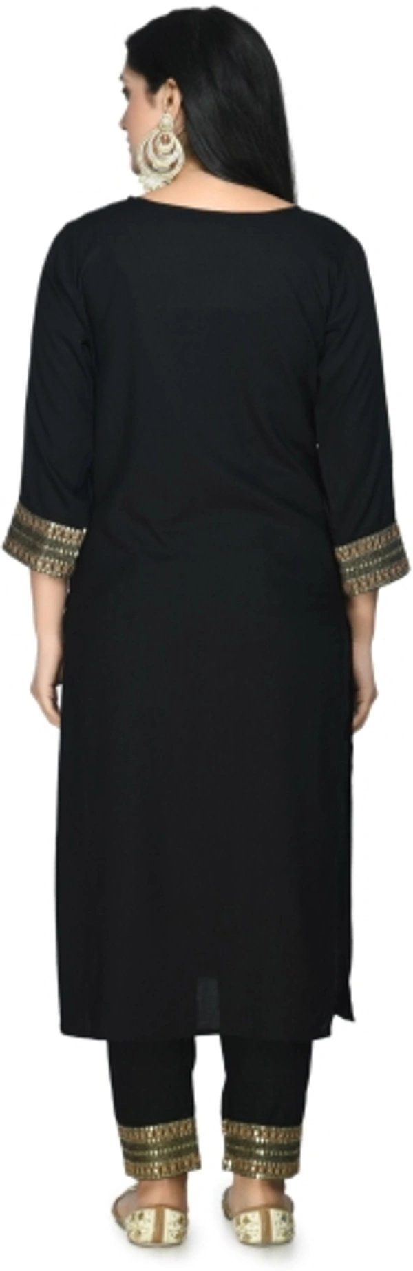 Women Kurta, Pyjama & Dupatta Set    - Black, XXL
