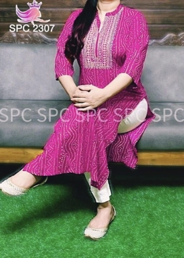 Women Bandhni Print Kurta - Red, XL