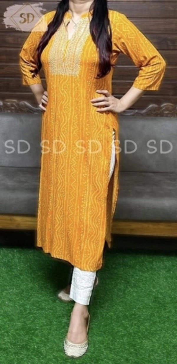 Women Bandhni Print Kurta - Green, XXL