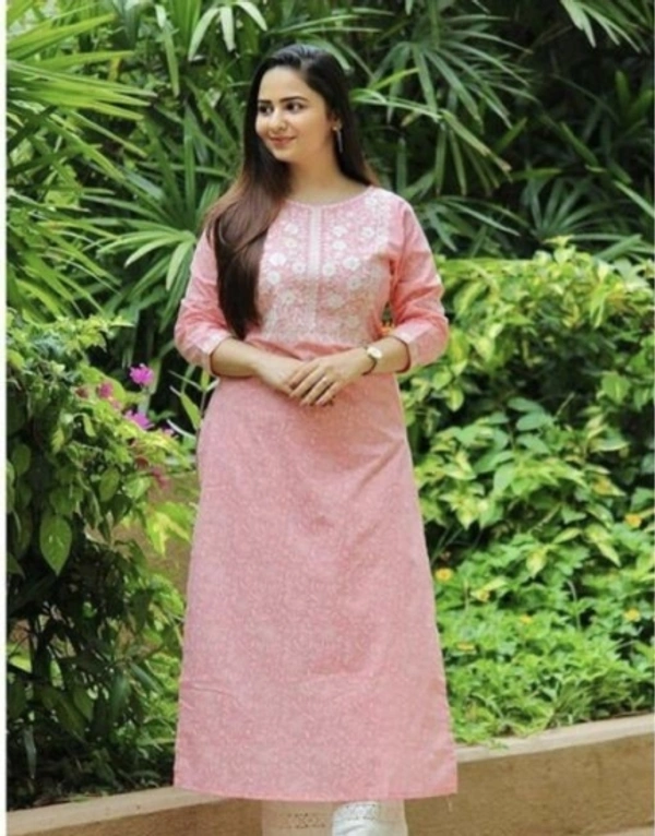 Women Floral Print Kurta   - Pink, XXL