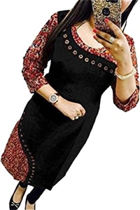 Women Floral Print Kurta - Black, S