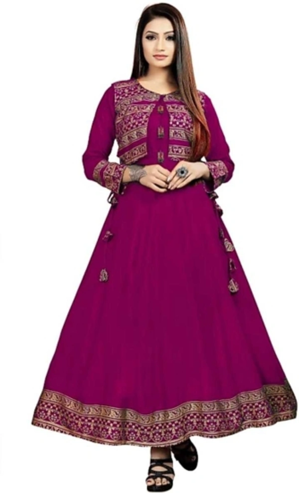 Women Ethnic Jacket and Kurta Set - Purple, L