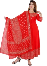 Women Kurta and Dupatta Set - Black, S