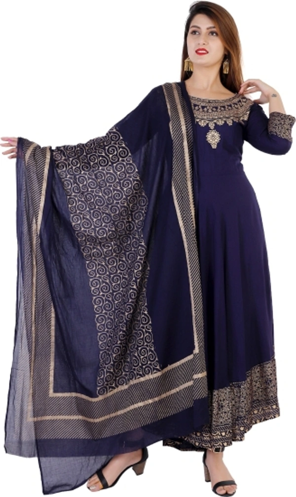 Women Kurta and Dupatta Set - Blue, L