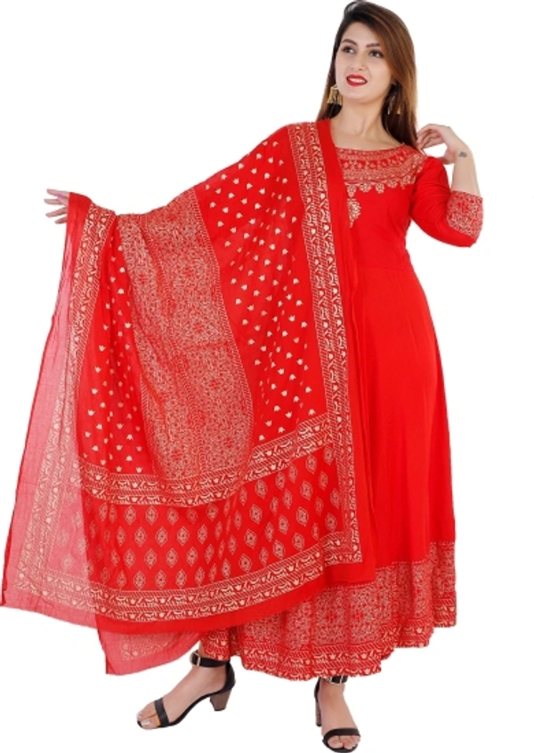Women Kurta and Dupatta Set - Black, XXL