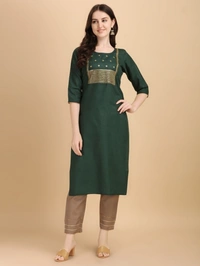 Women Kurta and Pant Set - Green, M