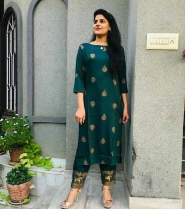 Women Kurta and Pant Set - L, Green