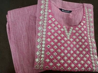 Women Kurta and Pant Set - Pink, M