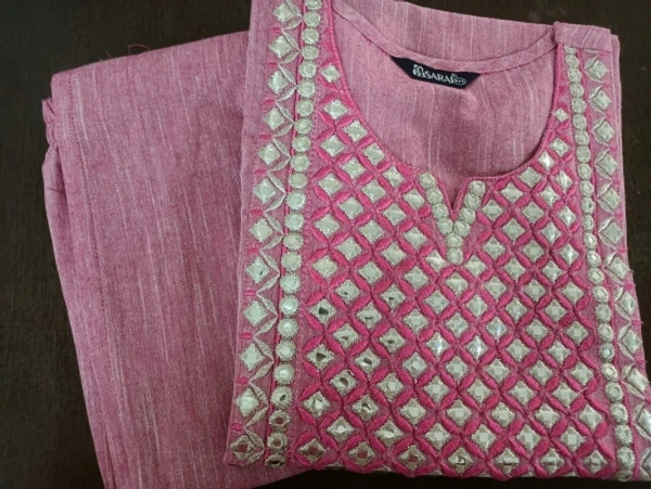 Women Kurta and Pant Set - Pink, M