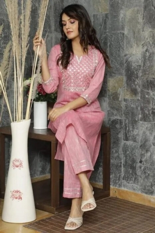 Women Kurta and Pant Set - Green, M