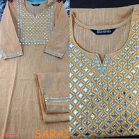Women Kurta and Pant Set - Orange, M