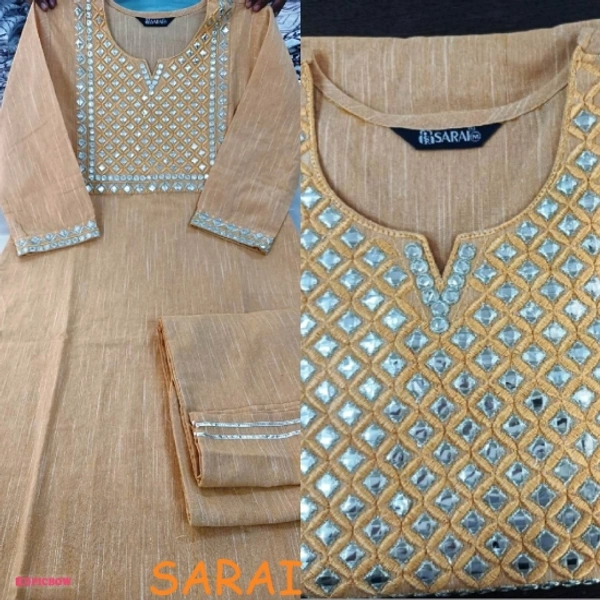 Women Kurta and Pant Set - Orange, M