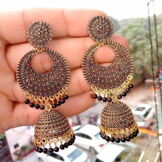 Buy Traditional Ethnic Pearl Long Layered PINK Oxidised jumka Jhumki  earrings for Girls Online at Best Prices in India - JioMart.