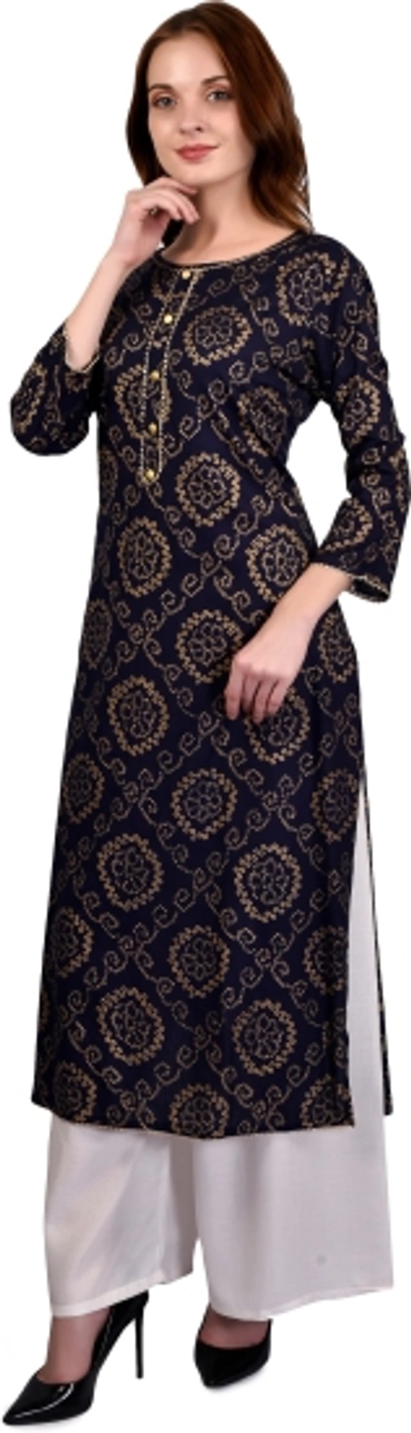 JAIPUR TRANDSSS Women Bandhani Straight Kurta - L