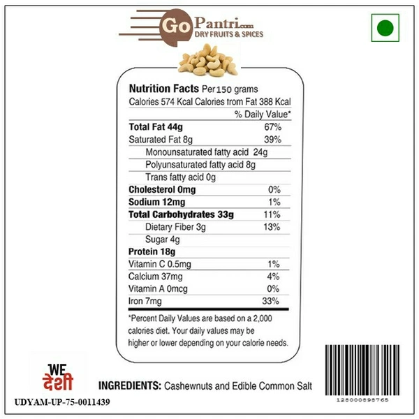 Gopantri kaju Cashew Special Pack - 150G
