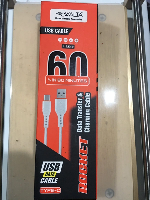 WALTA ROCkET USB Cable 2.5Amp - White, IN-60