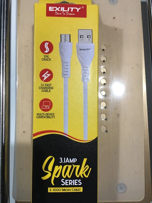 EXILITY TPE CRACK USB Cable 3.1 Amp india - White, E-1000