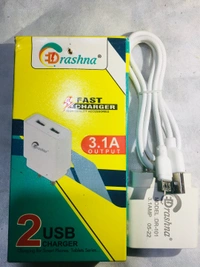 Drashna Charger 3.1Amp USB - White, DR-101