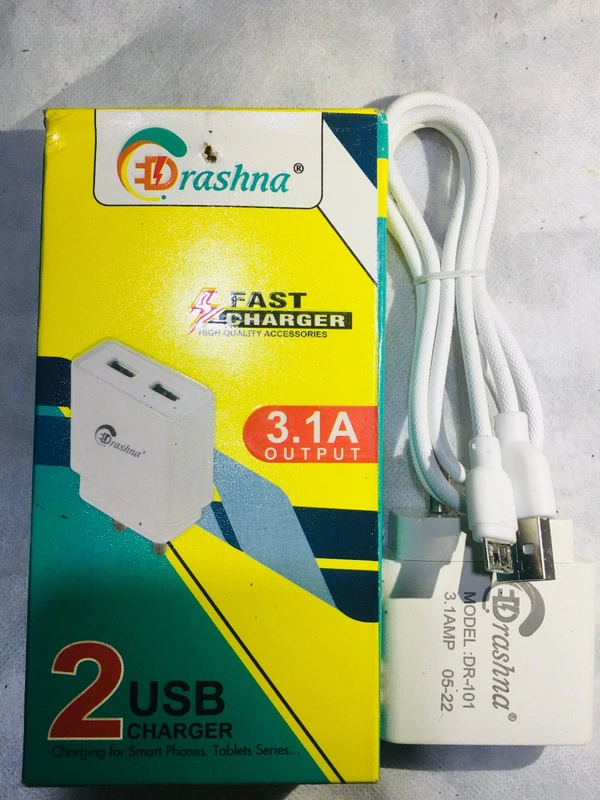 Drashna Charger 3.1Amp USB - White, DR-101