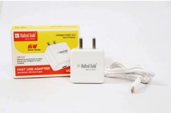 UNiTED GOlD 1.5AMP 16W SlNGLE UAB Charger - White, UG-451