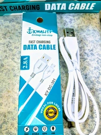 KWALITY USB D Data Cable 2.8Amp Mobile-In INDIA DC/5v KY-301 - White, Ky-301