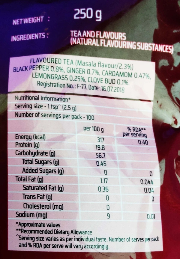 Tea - Masala Flavour - Society 250g - 250 g