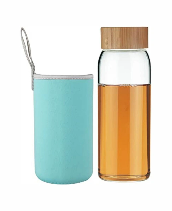 300 Ml Glass Water Bottle With Cover - Teal, 300