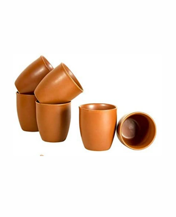 Kullad (Set of 2 ) Ceramic Tea Mugs Cups Coffee Mugs Kulhad kullar - Ring (Pack of 2) - Brown, 250ml.