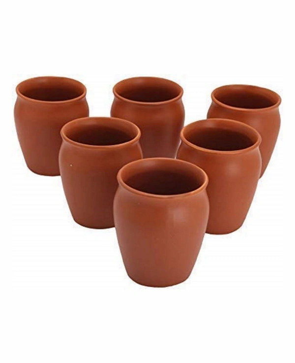 Kullad (Set of 2 ) Ceramic Tea Mugs Cups Coffee Mugs Kulhad kullar - Ring (Pack of 2) - Brown, 250ml.