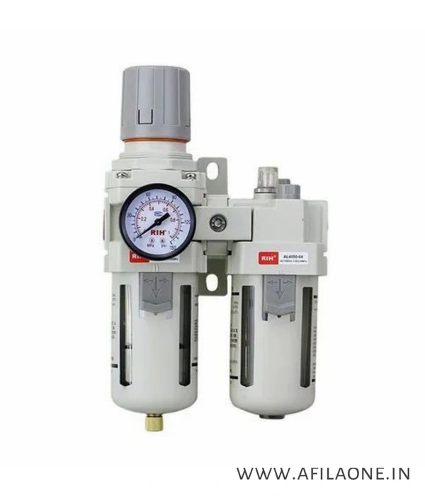 1/2" Inch BSP Pneumatic FRL Unit (Air Filter + Regulator + Lubricator) with Metal Guard and Pressure Gauge Compressor Unit - 1/4"