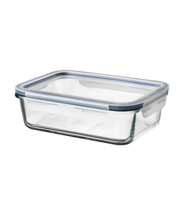 Slim High Microwave Safe Office Two Compartment Lunch Box Set | Borosilicate Glass | Safety Lock Airtight Tiffin Containers (600ml | Transparent)