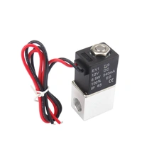 Genetics 1/4 Inch 2/2 Way 24V AC Direct Acting Solenoid Air Valve  - Aluminium Body, Silver, Size- DC 24v /1/4"NPT