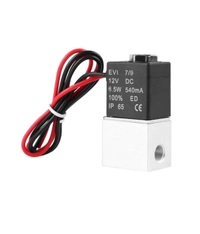 Genetics 1/4 Inch 2/2 Way 24V AC Direct Acting Solenoid Air Valve  - Aluminium Body, Silver, Size- DC 24v /1/4"NPT