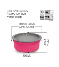 Air Seal Multicolour Plastic Food Container 600 ml (Set of 1) Tiffin Box , Tipan Bax - Tickle Me Pink