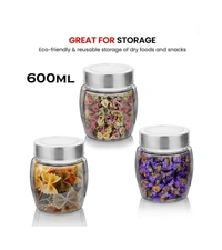 Glass X-Series Hexagon Jars- 600 ml, 1 Pieces, Transparent