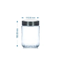 Transparent Round Glass Jar with See Through Steel Lid 580 ml (Set of 1)