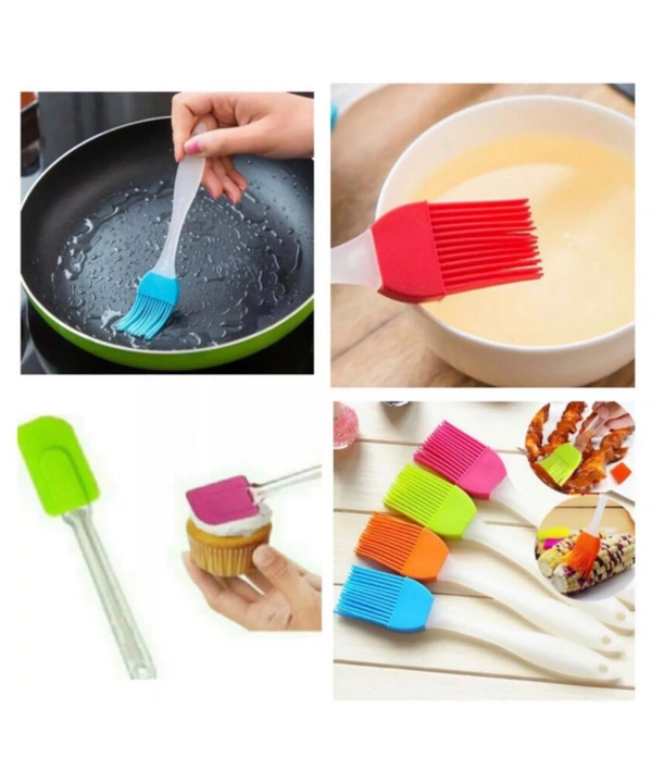 Silicone Non-Sticky Spatula and Oil Brush Reusable Kitchen