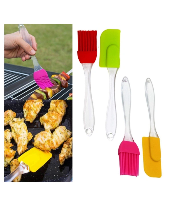 Silicone Non-Sticky Spatula and Oil Brush Reusable Kitchen