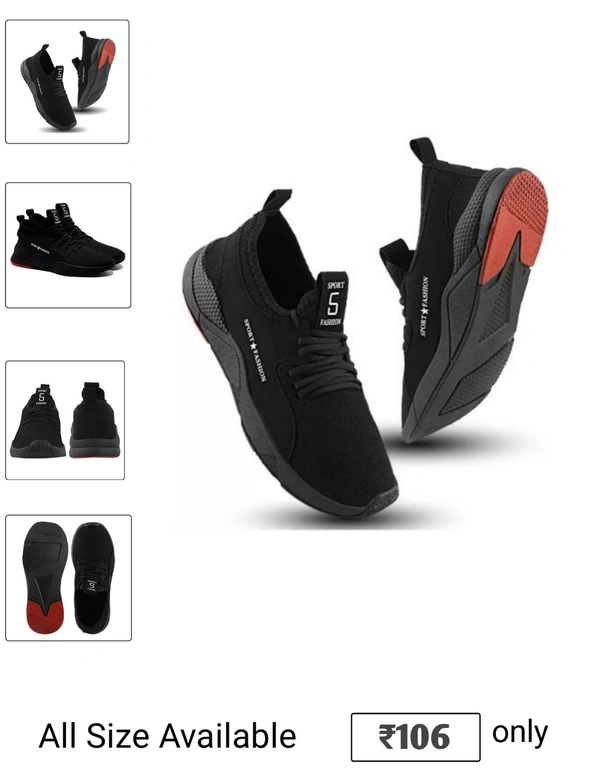  Sports Running Training Hikking & Gym Cycling Shoes  - Black, UK 8