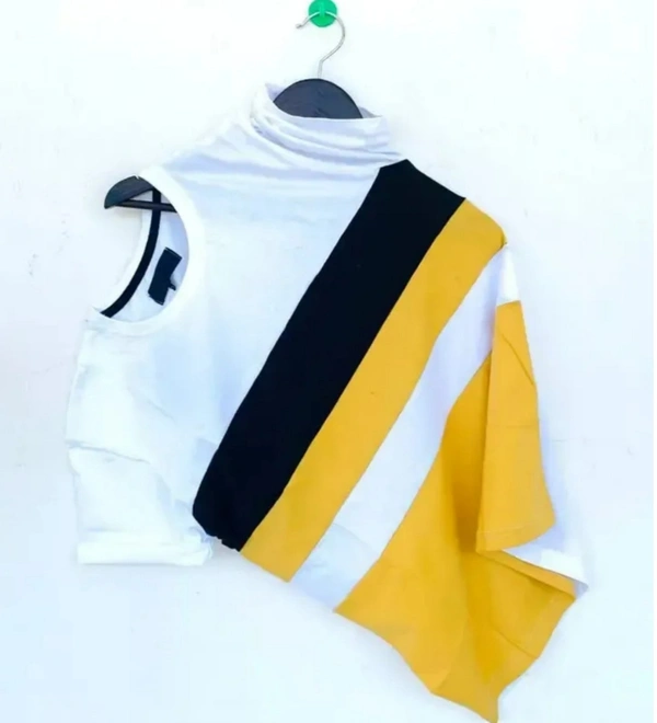 Multi Coloured Block Round Neck Cotton Blend T-Shirt For Men - M